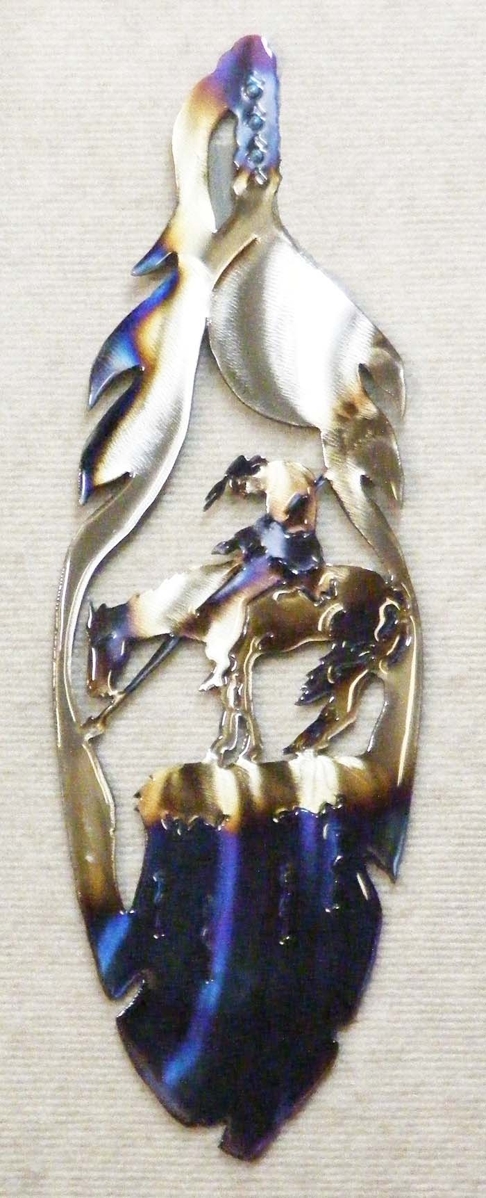Eagle Feather With End Of The Trail Circle D Metal Art Eagle Feather With End Of The Trail Circle D Metal Art