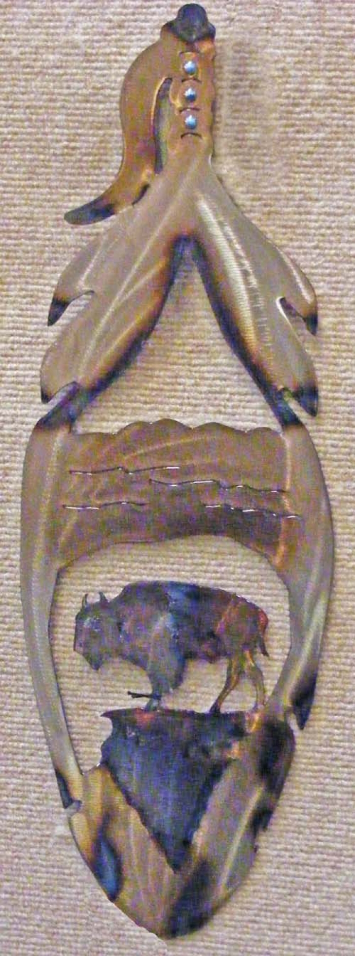 southwestern,metal,art,eagle,feather,buffalo,symbol