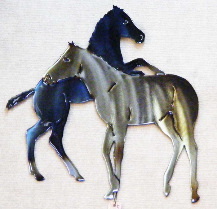 horse,foal,equine,animal,pasture,pastoral,metal,wall,art