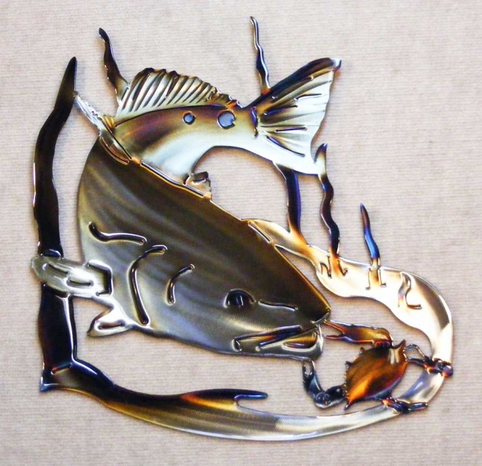Redfish,bay,gulf,fish,crab,predator,marine,art
