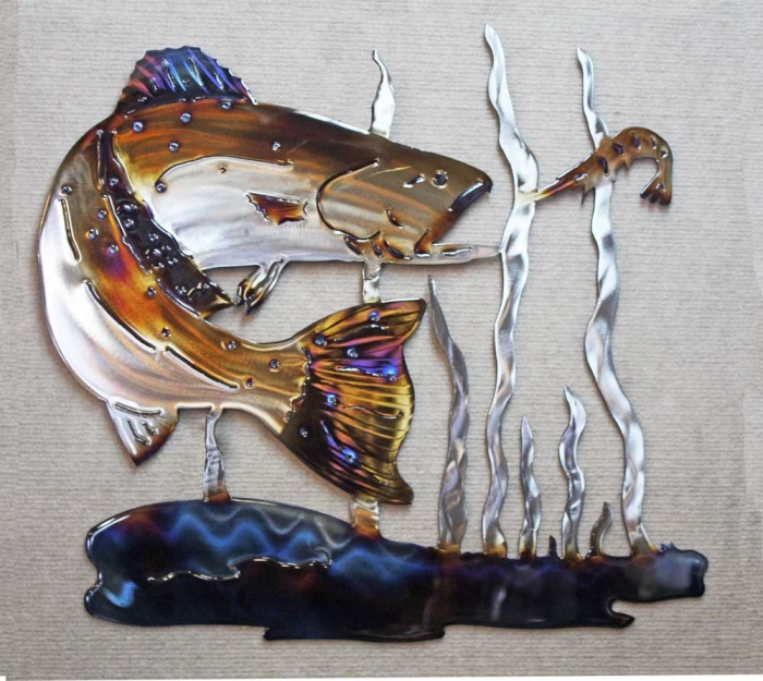 speckled,trout,gulf,fish,shrimp,bait,grand,slam,metal,art