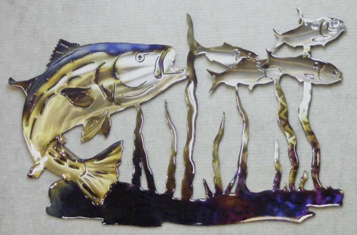 striper,menhaden,bay,fishing,metal,art