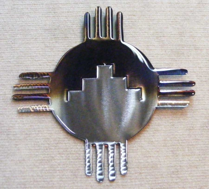 new,mexico,southwestern,metal,art,sun,symbol,pueblo,zia