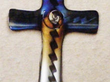 spiral,christian,cross,metal,wall,art