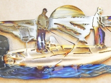 ish,bass,boat,mercury,lake,river,metal,wall,art