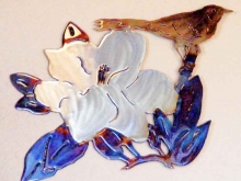 magnolia,flower,white,tree,green,leaves,mockingbird,wild,yard,landscape,art