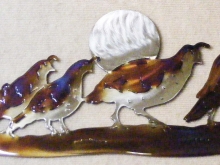 quail,family,hen,biddies,chicks,sun,moon,wildlife,art