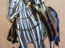 western,cowboy,ranch,horse,blueheeler,metal,art